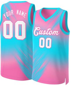 Custom Pink White-Pink Gradient Fashion Tops Slash Basketball Jersey