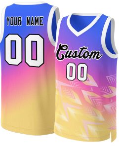 Custom Purple Yellow-Black Gradient Fashion Tops Slash Basketball Jersey
