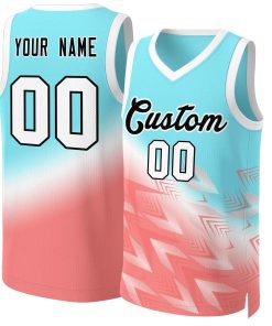 Custom Aqua Red-Black Gradient Fashion Tops Slash Basketball Jersey