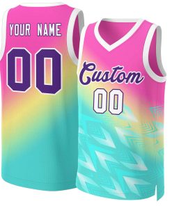 Custom Red Green-Purple Gradient Fashion Tops Slash Basketball Jersey
