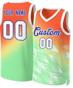 Custom Orange Green-Royal Gradient Fashion Tops Slash Basketball Jersey
