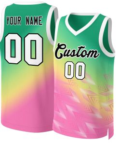 Custom Kelly Green Pink-Black Gradient Fashion Tops Slash Basketball Jersey