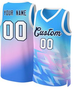 Custom Powder Blue Powder Blue-Black Gradient Fashion Tops Slash Basketball Jersey