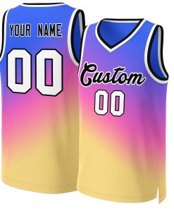 Custom Purple Yellow-Black Gradient Fashion Tops Slash Basketball Jersey