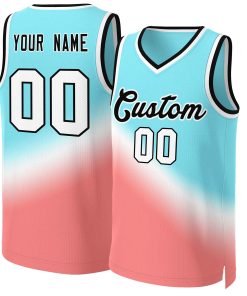 Custom Aqua Red-Black Gradient Fashion Tops Slash Basketball Jersey
