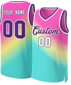 Custom Red Green-Purple Gradient Fashion Tops Slash Basketball Jersey
