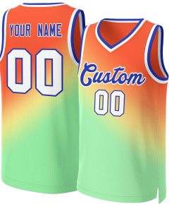 Custom Orange Green-Royal Gradient Fashion Tops Slash Basketball Jersey