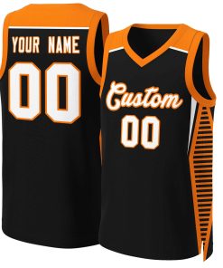 Custom Black White-Orange Classic Tops Mesh Basketball Jersey