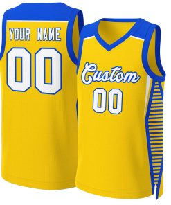 Custom Gold White-Royal Classic Tops Mesh Basketball Jersey