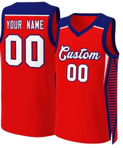 Custom Red White-Navy Classic Tops Mesh Basketball Jersey