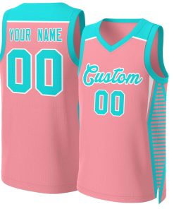 Custom Light Pink Aqua-White Classic Tops Mesh Basketball Jersey