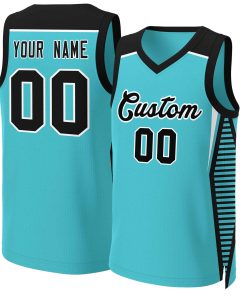 Custom Aqua Black-White Classic Tops Mesh Basketball Jersey