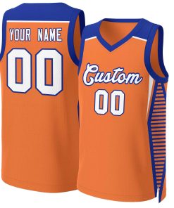 Custom Orange White-Royal Classic Tops Mesh Basketball Jersey
