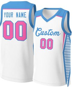 Custom White Powder Blue Classic Tops Mesh Basketball Jersey