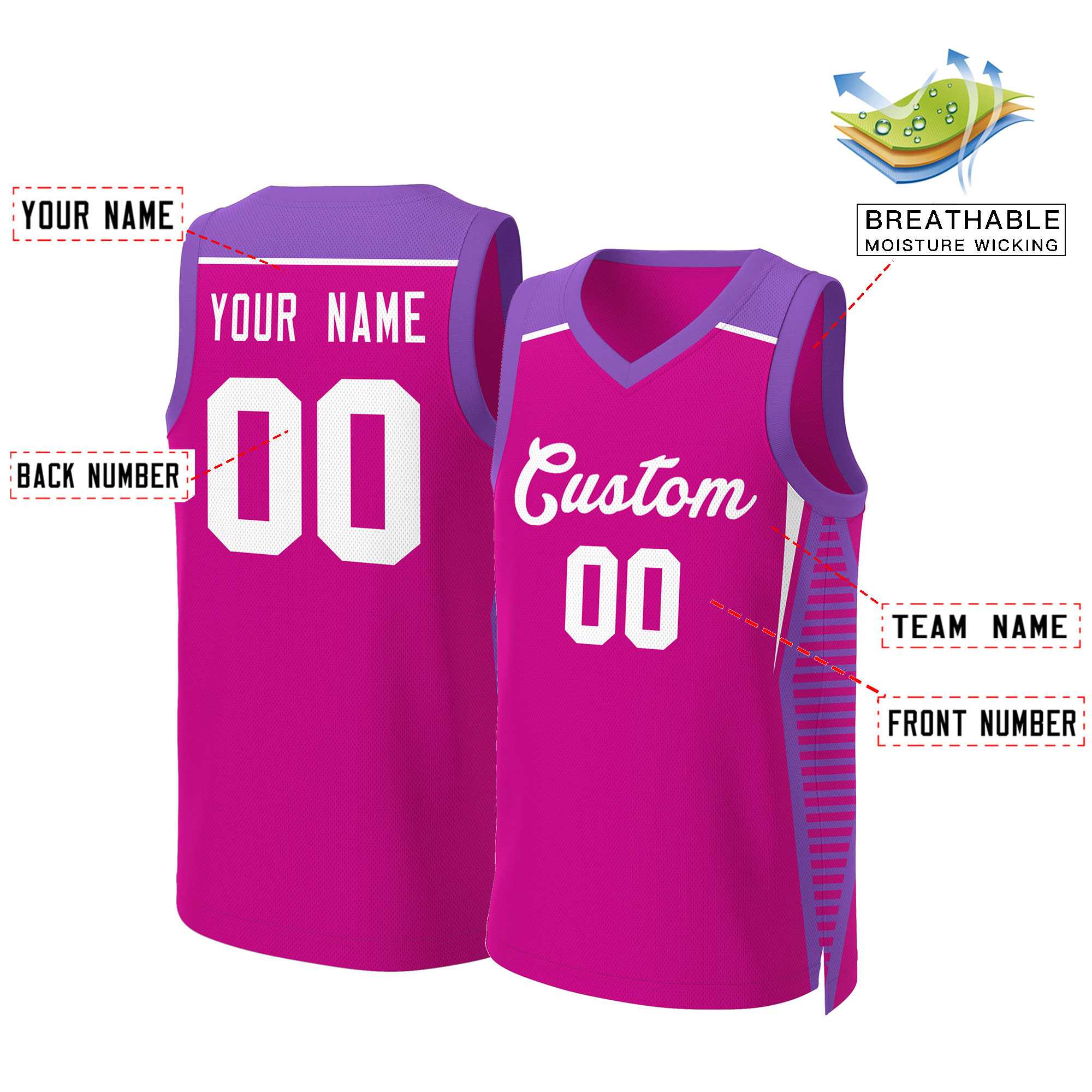 Custom Red Red Classic Tops Mesh Basketball Jersey - Image 2