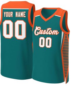 Custom Aqua White-Orange Classic Tops Mesh Basketball Jersey