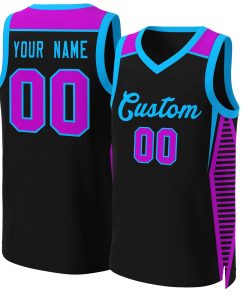 Custom Black Powder Blue Classic Tops Mesh Basketball Jersey