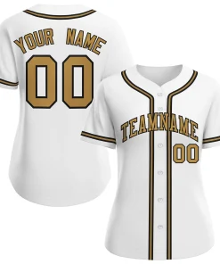Custom White Old Gold-Black Classic Style Baseball Jersey For Women