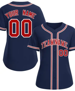 Custom Navy Red-White Classic Style Baseball Jersey For Women