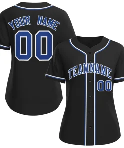 Custom Black Royal-White Classic Style Baseball Jersey For Women