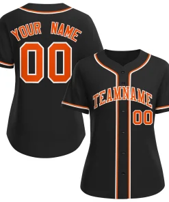 Custom Black Orange-White Classic Style Baseball Jersey For Women
