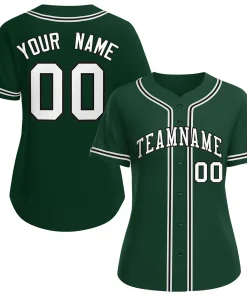 Custom Green White-Black Classic Style Baseball Jersey For Women