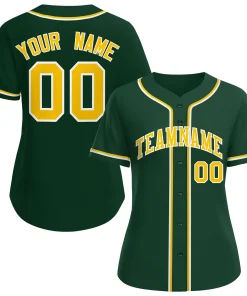 Custom Green Gold-White Classic Style Baseball Jersey For Women