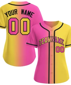Custom Pink Gold-Black Gradient Fashion Baseball Jersey For Women