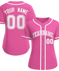 Custom Pink White-Pink Classic Style Baseball Jersey For Women
