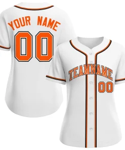 Custom White Orange-White Classic Style Baseball Jersey For Women