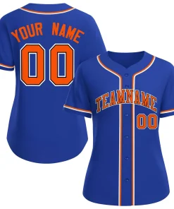 Custom Royal Orange-Black Classic Style Baseball Jersey For Women