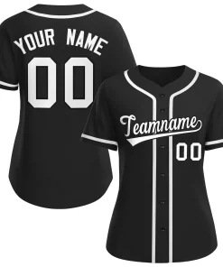 Custom Black White-Black Classic Style Baseball Jersey For Women