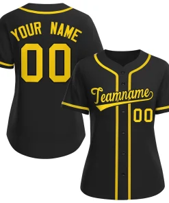 Custom Black Gold-Black Classic Style Baseball Jersey For Women