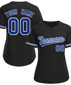 Custom Black Royal-White Classic Style Baseball Jersey For Women