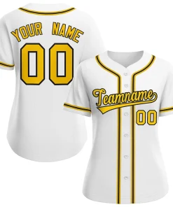 Custom White Gold-Black Classic Style Baseball Jersey For Women