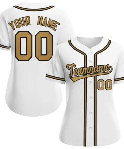 Custom White Old Gold-Black Classic Style Baseball Jersey For Women