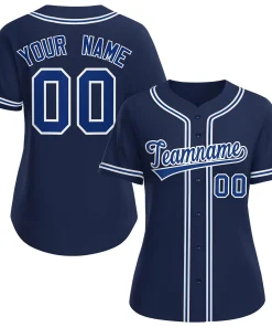 Custom Navy Royal-White Classic Style Baseball Jersey For Women