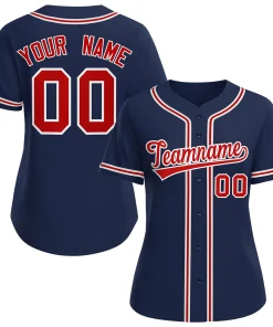Custom Navy Red-White Classic Style Baseball Jersey For Women
