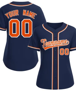 Custom Navy Orange-White Classic Style Baseball Jersey For Women