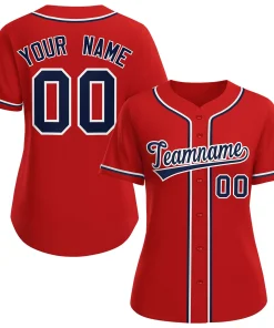 Custom Red Navy-White Classic Style Baseball Jersey For Women