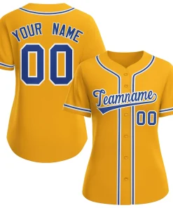 Custom Gold Royal-White Classic Style Baseball Jersey For Women