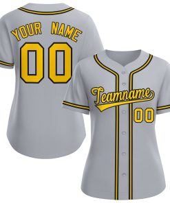 Custom Gray Gold-Black Classic Style Baseball Jersey For Women