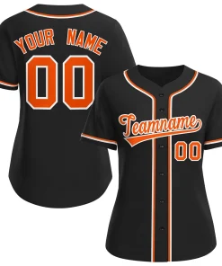 Custom Black Orange-White Classic Style Baseball Jersey For Women