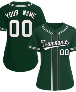 Custom Green White-Black Classic Style Baseball Jersey For Women