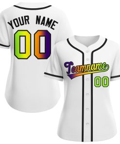 Custom White Purple-Black Gradient Fashion Baseball Jersey For Women