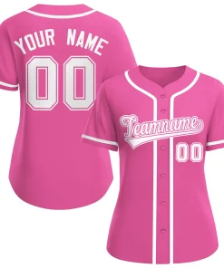 Custom Pink White-Pink Classic Style Baseball Jersey For Women