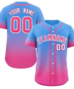 Custom Powder Blue Pink-White Gradient Stripe Fashion Authentic Baseball Jersey