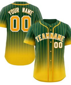 Custom Green Gold-White Gradient Stripe Fashion Authentic Baseball Jersey