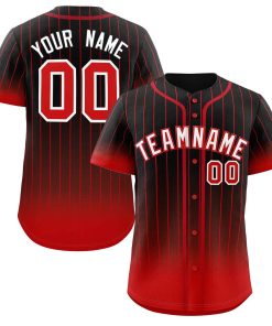Custom Black Red-White Gradient Stripe Fashion Authentic Baseball Jersey