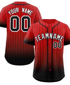 Custom Red Black-White Gradient Stripe Fashion Authentic Baseball Jersey